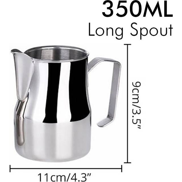 (a-Light yellow) Stainless Steel Milk Frothing Jug Long Rounded Spout Latte Art Jug Milk Pitcher Frother Professional Barista Milk Steaming Jug