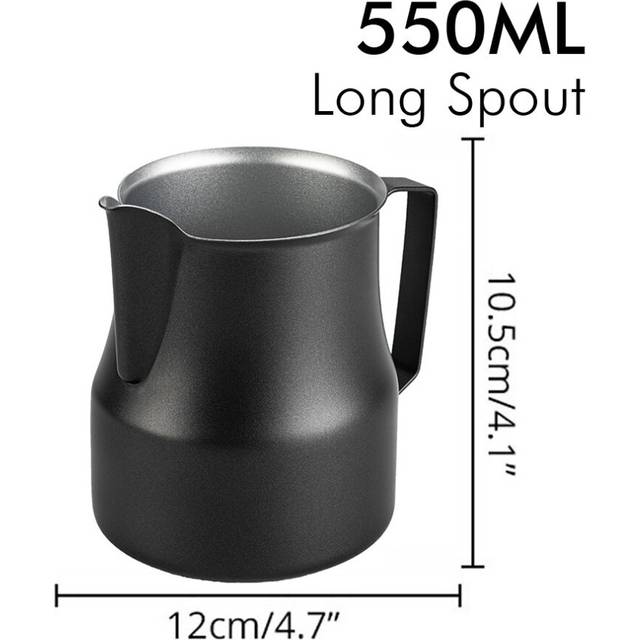(a-350ml-Black) Stainless Steel Milk Frothing Jug Long Rounded Spout Latte Art Jug Milk Pitcher Frother Professional Barista Milk Steaming Jug