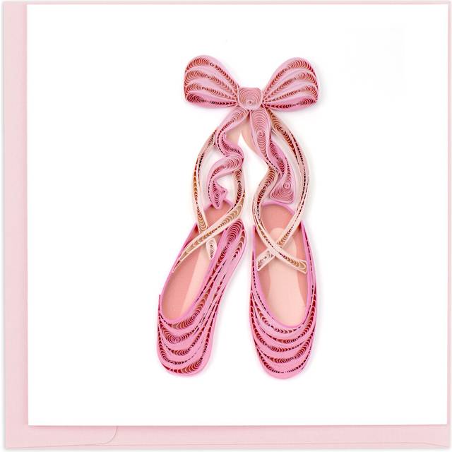 Quilling Pink Ballet Shoes Pretty Pink Pirouettes Hand-Finished Greeting Card
