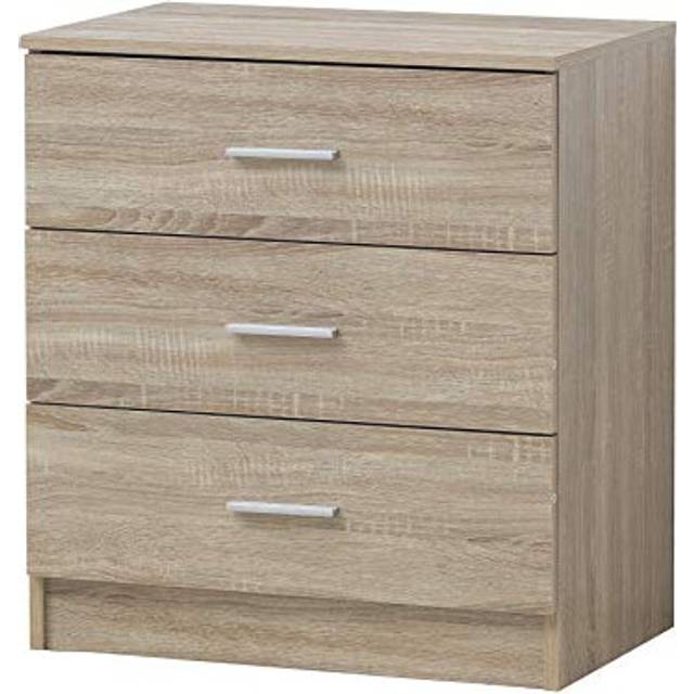 Timber Art Design 3 Drawer Bedroom Chest of Drawers with Metal Handles & Runners Matte Finish Storage Organiser Unit for Bedroom Hallway Living Room