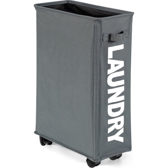 (Deep Gray) Elosung Rolling Laundry Basket With Wheels 42L Capacity 39*18.5*58Cm Laundry Baskets & Hampers
