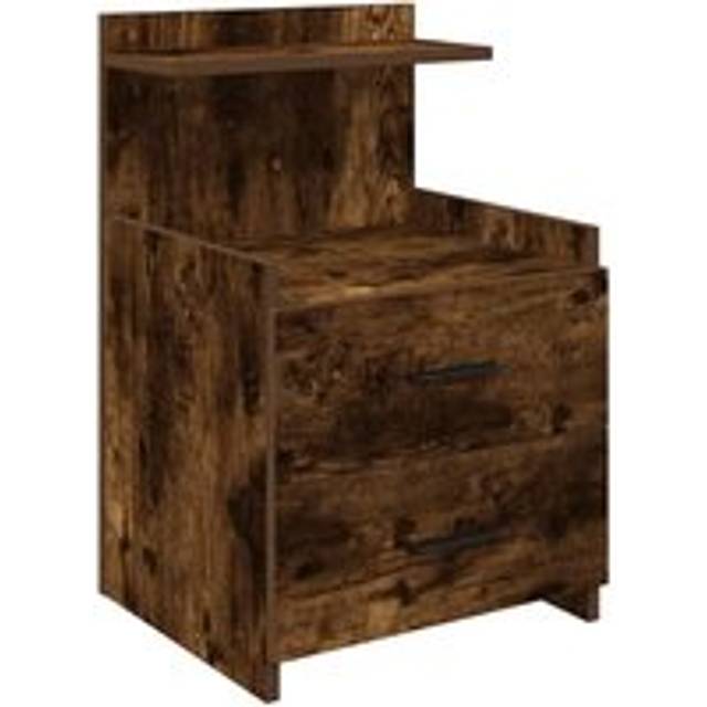 vidaXL Bedside Cabinet with 2 Drawers Smoked Oak 40x36.5x62 cm - Brown