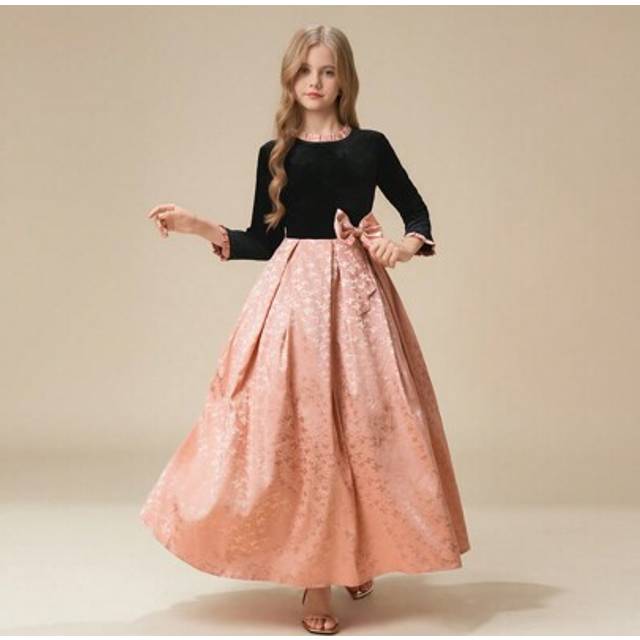 SHEIN New Girls Princess Dress Children Piano Recital High-End Little Girl Host Flower Girl Wedding Lace Bow Party Gown