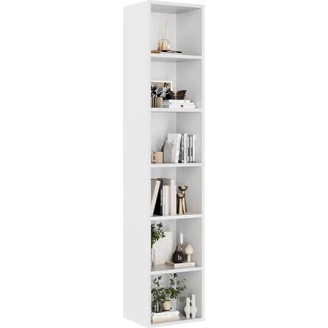 oneinmil Tall Narrow Bookcase, 6 Tier Bookshelf Display Rack, Modern Corner Cube with Open Storage Space, Storage Shelves for Home Office, Living