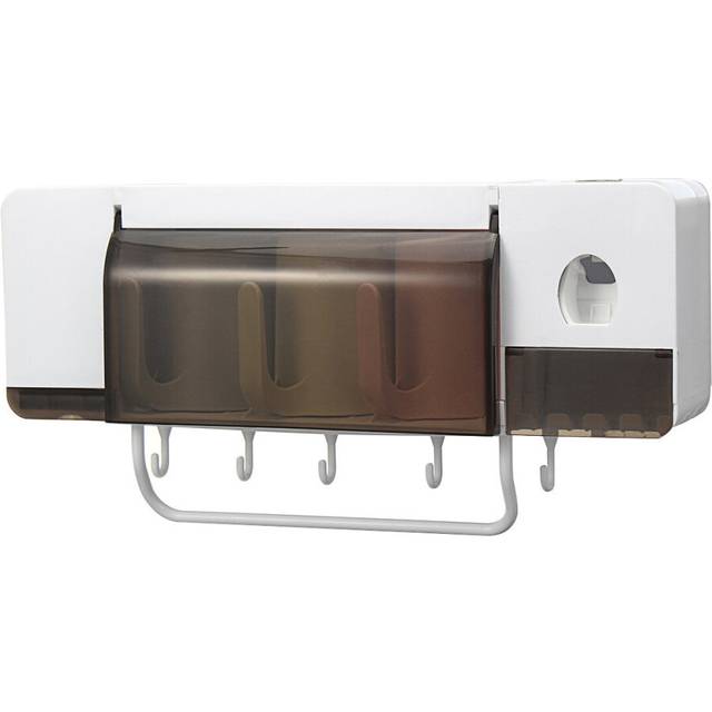 (3 Cups) Automatic Toothpaste Dispenser Toothbrush Holder Wall Mounted Storage Stand + 2/3/4 Cups