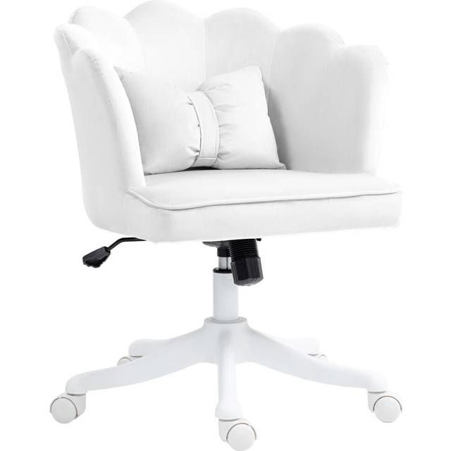 (White) HOMCOM Armless Desk Chair Home Office Chair w/ Wide Seat Tilt Function