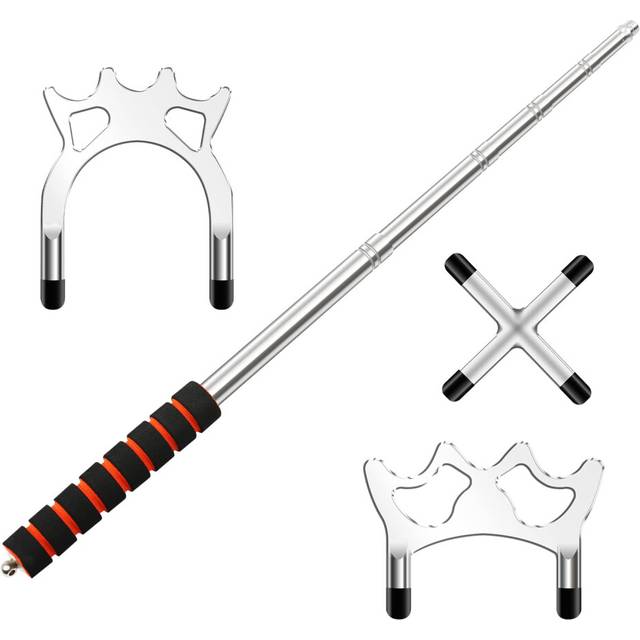 TIHOOK 4 PCS Billards Cue Stick Bridge, Retractable Billiards Cue, 3 PCS Removable Brass Bridge Head, Pool Table Accessories (Silver)