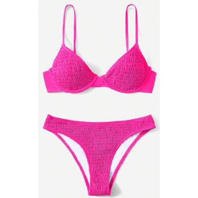 SHEIN Summer Beach Smocked Underwire Bikini Set