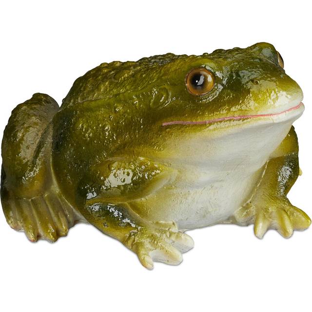 Relaxdays Garden Frog Figurine, Weatherproof, For Balcony, Patio, Pond, Poly-resin, Decor Toad Ornament, Green