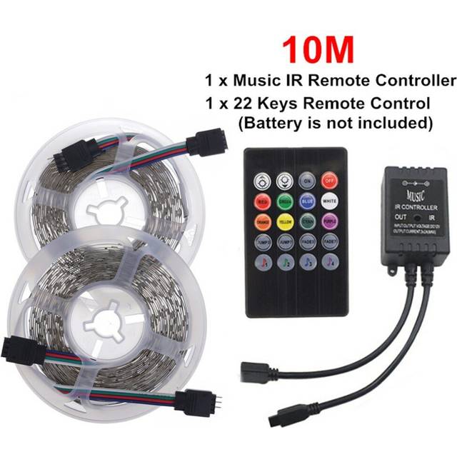 (10m) 5M 10M 3528 RGB Music Sync Voice Control LED Strip Light + 22Keys IR Remote Control Or 3A EU US Power Adapter