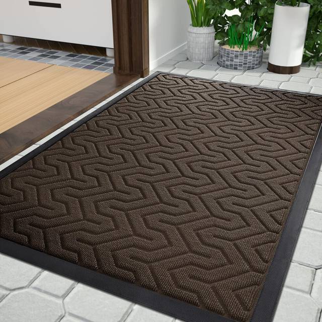 Yimobra Door Mats, Heavy Duty Water Absorbent Mud Resistant Easy Clean Entry Outdoor Mat,Non Slip Backing, Exterior Mats for Outside Patio Porch