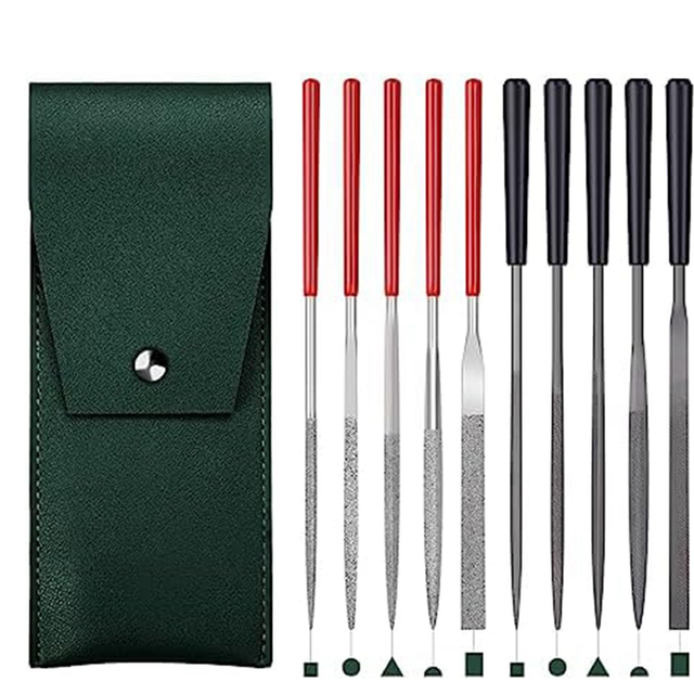 5Pcs Mini Diamond Needle Files & 5Pcs Small Steel Files for High Precision Sanding Work on Metal, Wood,Plastic Carving