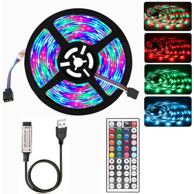 (1M) 1M 2M 3M 4M 5M Non-waterproof DC5V USB 3528 SMD RGB LED Strip Light String Tape+44 Keys IR Remote Control