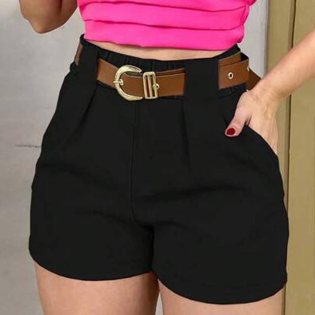 SHEIN Women Plus Size Casual Solid Color Shorts, Versatile For Summer
