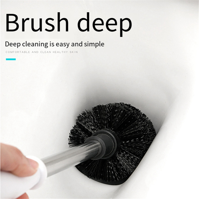 Toilet Brush Soft Non-Slip Cleaning Brush Wall Hanging Super Decontamination Bathroom Cleaning Tool White