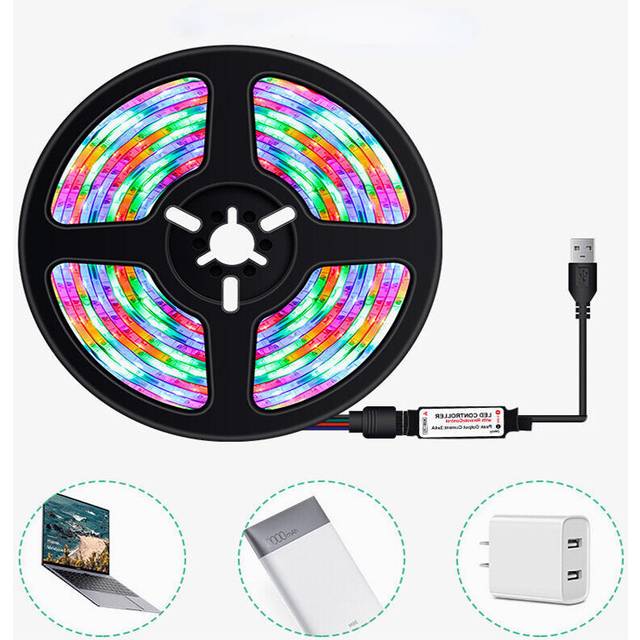 (1M) 1M/2M/3M/4M/5M RGB LED Strip Light Dimmable Non-waterproof Flexible Colorful 2835 Lamp + 24Keys Remote Control DC5V