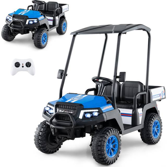 24V Kids Golf Cart 4WD 2 Seater Ride on Car with Dump Bed-Navy