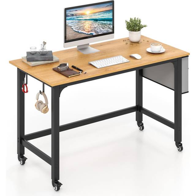 Mobile Computer Desk 120cm Home Office Desk w/ Storage Bag-Natural