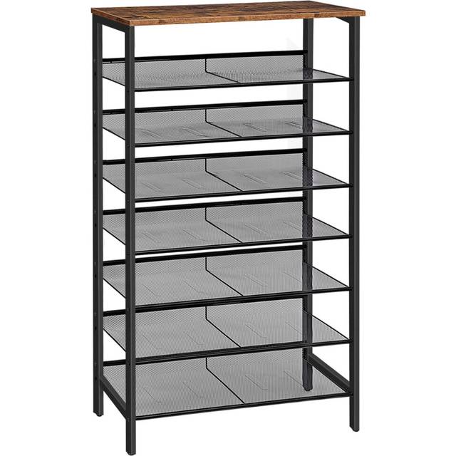 HOOBRO Shoe Rack, Large Capacity Shoe Storage, Tall Shoe Shelf for 21-28 Pairs of Shoes, Shoe Organizers, Adjustable Shelves, Rustic Brown EBF18XJ01
