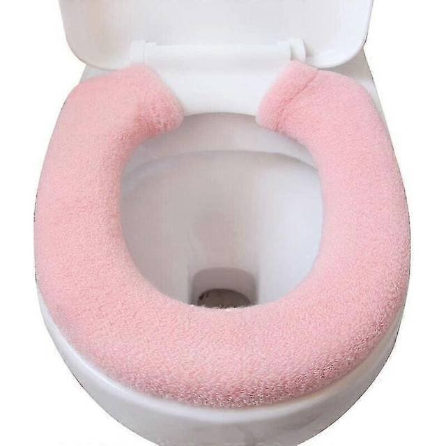 (As show, One size) Toilet Seat Universal Toilet Seat High Elasticity Removable Washable Colorfast Warm Winter Toilet Cover, Pink