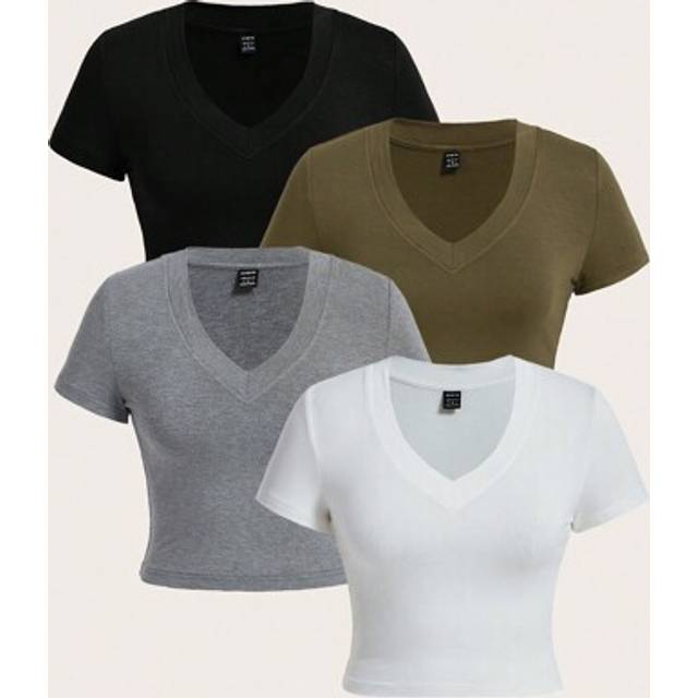 SHEIN Multicolor Knitted Slim Fit Women&#39;s T-Shirt