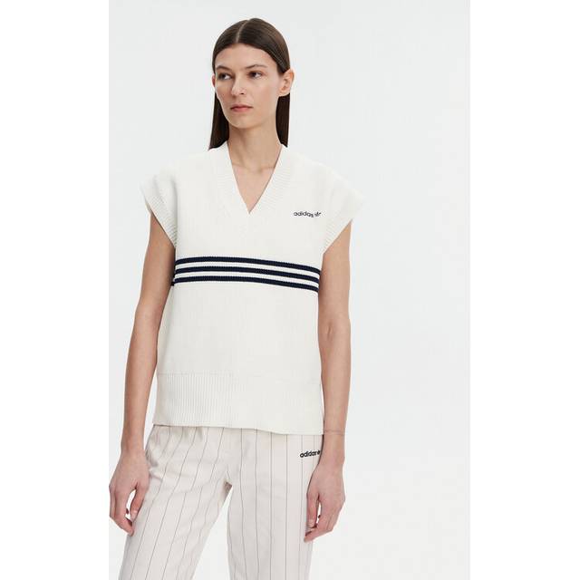 adidas 3 Stripe Knitted Vest White/ Off White S (S)