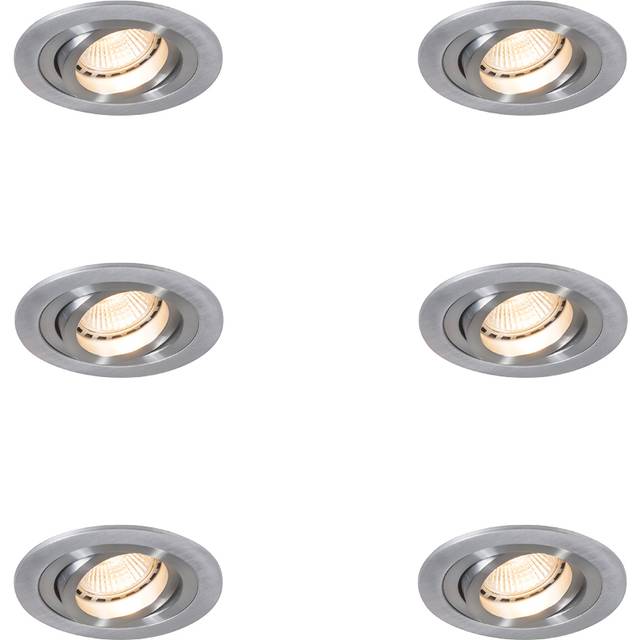 Set med 6 moderna infällda spotlights stål - Rondoo