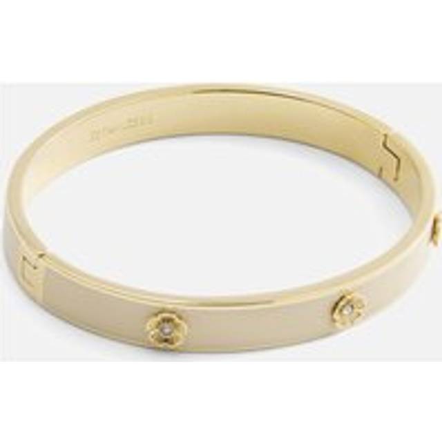 Coach Tearose Gold-Tone Hinged Bangle - White