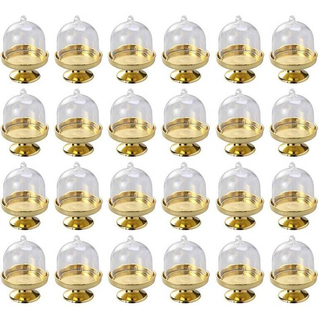 Golden Cake Pan with Stand and Dome Cover, 24 Single Cup Stand