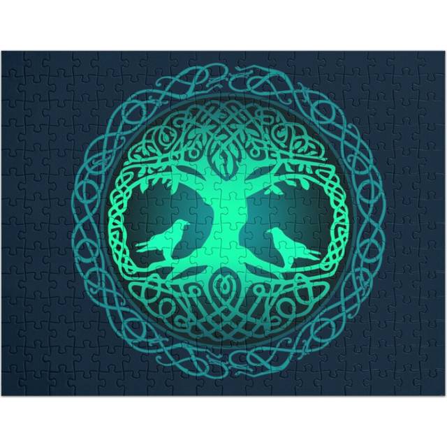 (Yggdrasil Celtic Tree of Life Huginn Muninn Viking Tattoo=9146) Jigsaw Puzzle Wooden 300-Piece for Adults Kids Seniors- Home Decor Family Activity Ga