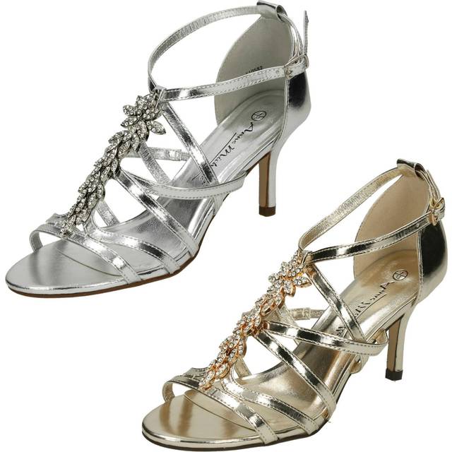 (UK 5, Gold) Ladies Anne Michelle Mid Heel Strappy Sandals