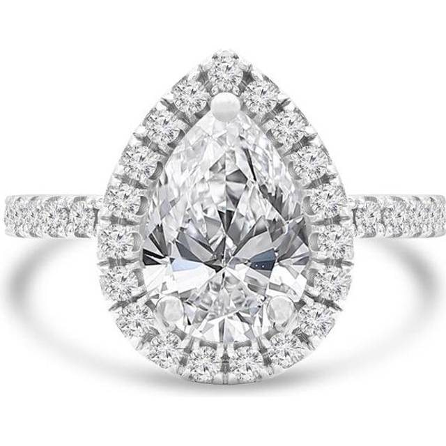Majesty Diamonds MD240141-8 2.16 CTW Pear Diamond Pear Halo Engagement Ring with Accents in 14K White Gold - Size 8