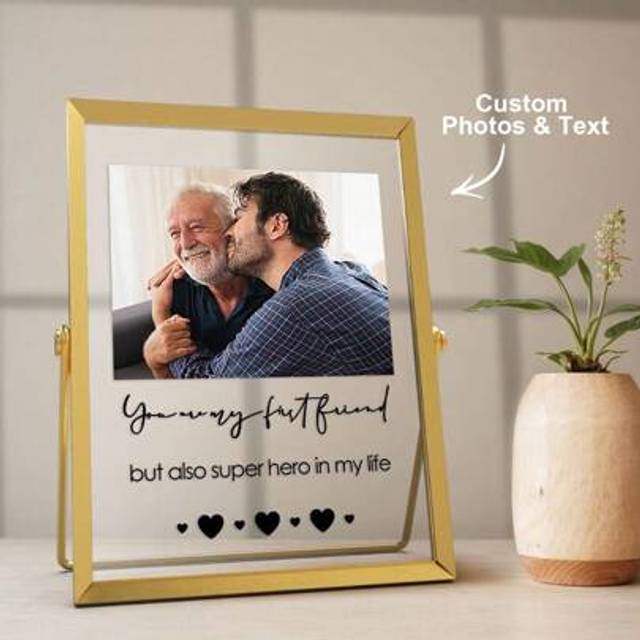 SHEIN 1pc Personalized Home Decor With Photo/Text Custom Desktop Photo Frame Custom Black Or Golden Decoration Unique Gift For Her/Him, Ideal For Valentine&#39;