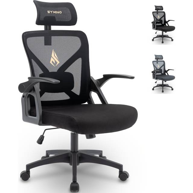 TEMU Ergonomic Office Chair With Adjustable Headrest, Armrests, Lumbar Support And Swivel Rocking Function - Breathable Mesh Design, Load Capacity Up To 150kg