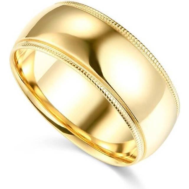 Precious Stars BMC-080-9 8 mm 14K Yellow Gold Comfort-fit Milgrain & Polished Wedding Band - Size 9