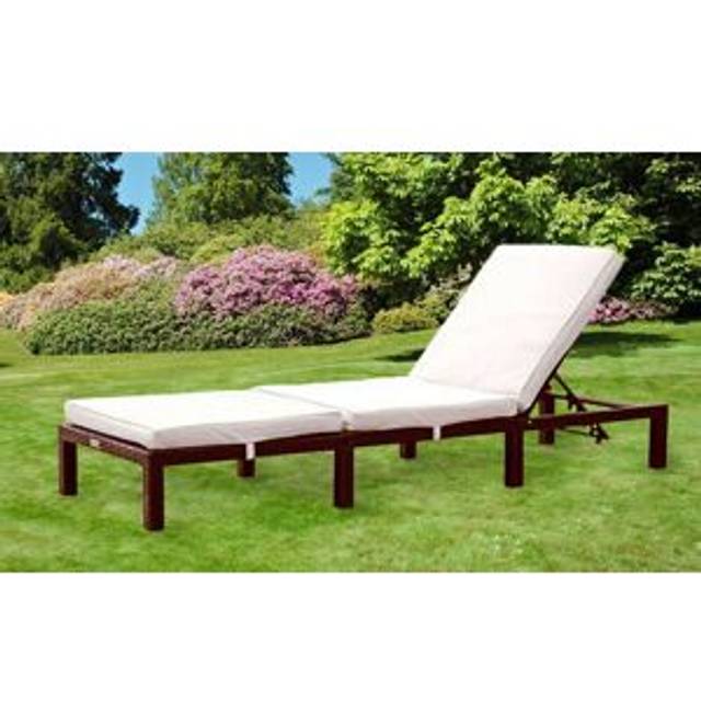 Rattan Reclining Sun Lounger - Brown - One Size