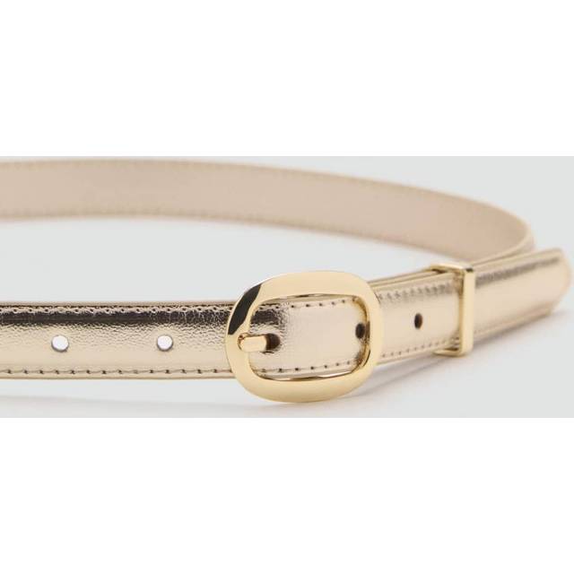 MANGO Metallic Belt With Oval Buckle Dam Bälten Stl. L - Från Magasin - Gold (L)