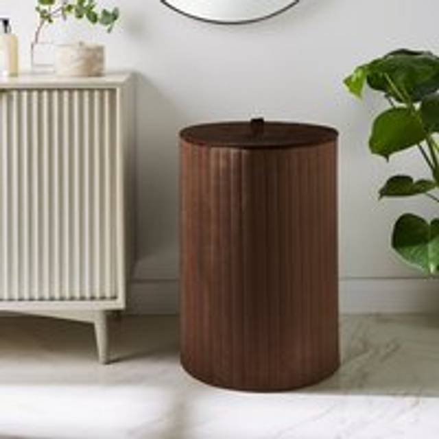 Modern Luxe Ribbed Velvet Laundry Basket - Chocolate