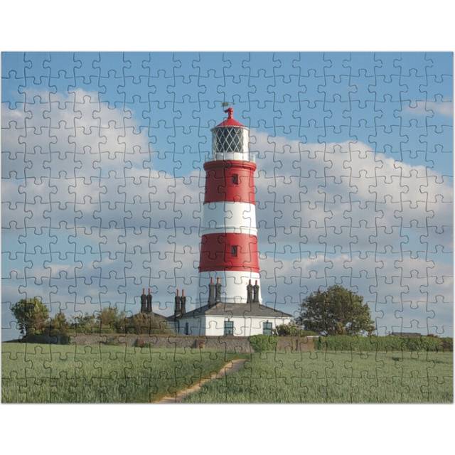 (Happisburgh Lighthouse, Norfolk=7491) Jigsaw Puzzle Wooden 300-Piece for Adults Kids Seniors- Home Decor Family Activity Game Wall Art 38x26cm / 15x1
