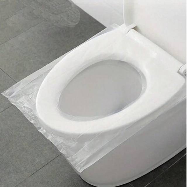 SHEIN 10-50pcs Portable Transparent Disposable Toilet Seat Covers, Plastic, Waterproof And Hygienic, Cushioned Paper Alternative For Travel Use, Toilet Supp