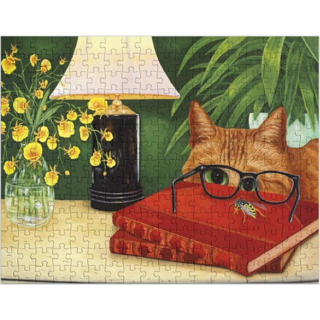 (Orange Tabby Cat and Bee.=8167) Jigsaw Puzzle Wooden 300-Piece for Adults Kids Seniors- Home Decor Family Activity Game Wall Art 38x26cm / 15x10inch