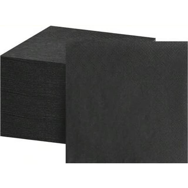 SHEIN 20pcs/50pcs/100pcs Disposable Luncheon Napkins Black Paper Quilted Black Dinner Napkins For Weddings, Reception, Party Halloween Decorations Black Bev
