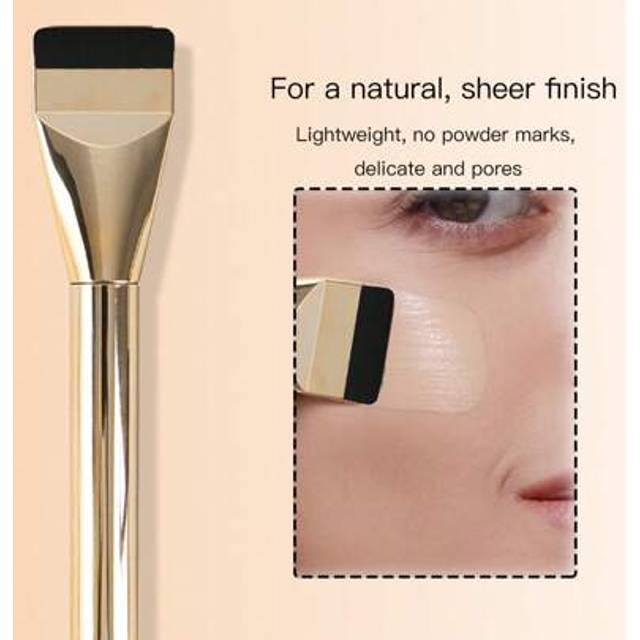 SHEIN 1pc New Ultra-Thin Straight Line Flat Top Foundation/Mask Brush, Makeup Artist Essential Tool, Invisible Seamless, Travel-Friendly