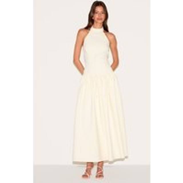 Lemon Tailored High Neck Midaxi Dress, Lemon - 12