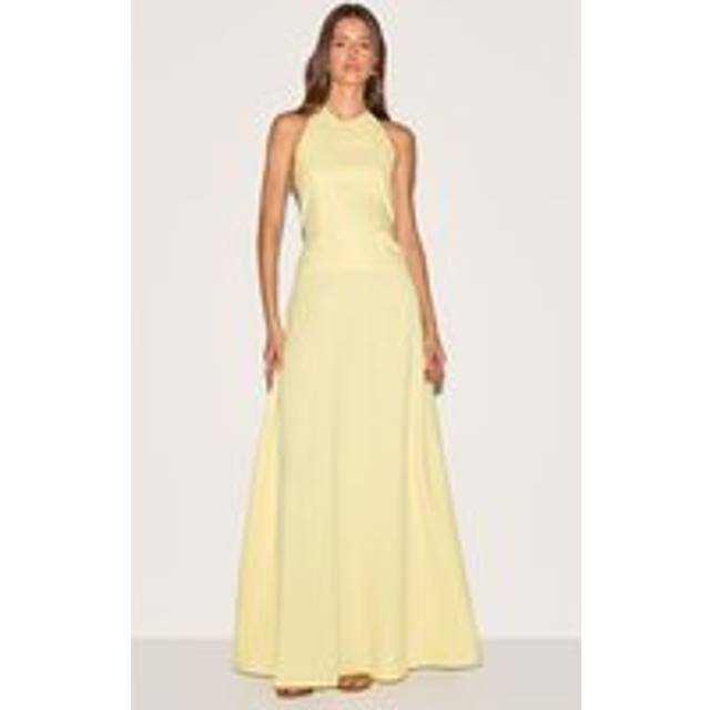 Lemon Tailored Halterneck Maxi Dress, Lemon - 8