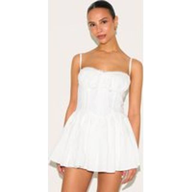 Petite White Lace Corset Detail Shift Mini Dress, White - 8