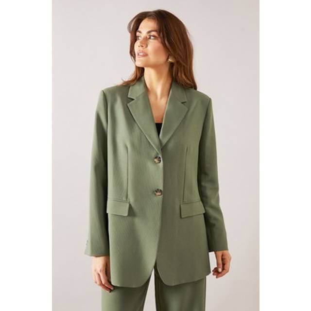 Womens Single Breasted Two Button Blazer - Olive - 16