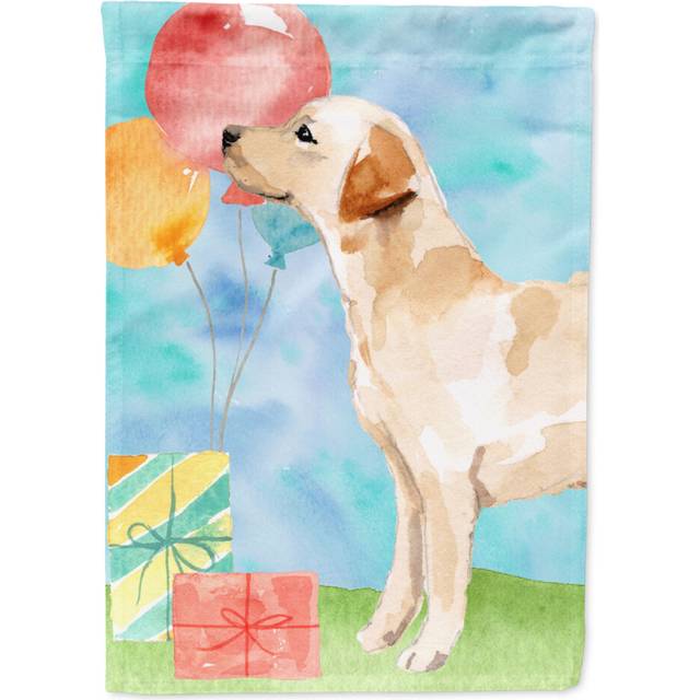 Caroline's Treasures CK3257CHF Happy Birthday Labrador Retriever Yellow Canvas House Size outdoor-flags  Multicolor