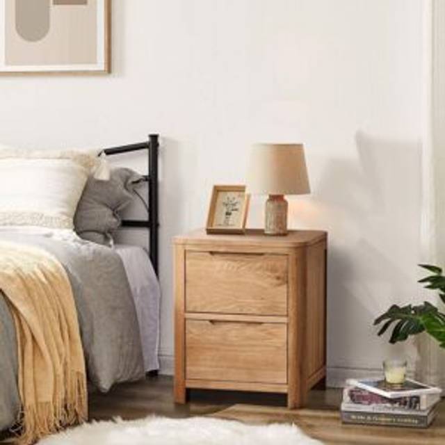 Oak Effect Bedside Table - Light Oak - One Size