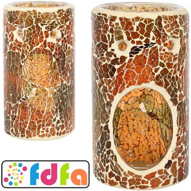 Something Different Pillar Brown Crackle Oil Burner, Brown